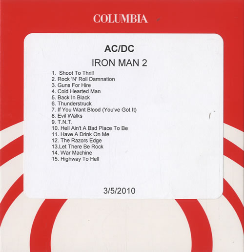 AC/DC Iron Man 2 CD-R acetate US ACDCRIR512035
