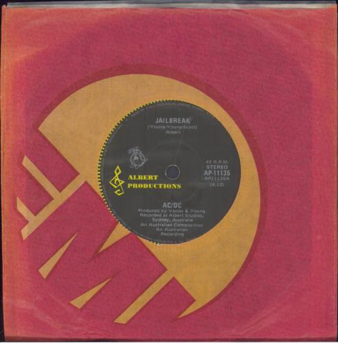 AC/DC Jailbreak 7" vinyl single (7 inch record / 45) Australian ACD07JA28381