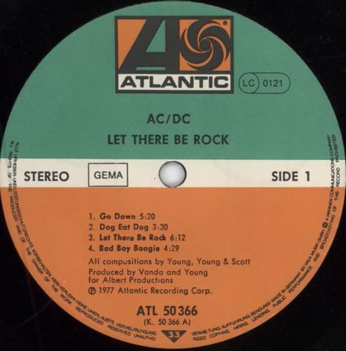 AC/DC Let There Be Rock - ATL50366 vinyl LP album (LP record) German ACDLPLE783240