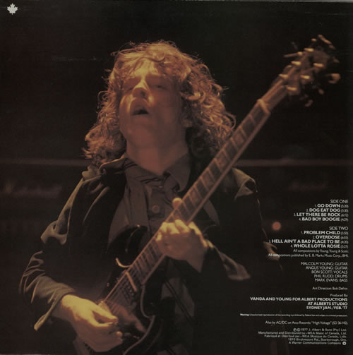 AC/DC Let There Be Rock vinyl LP album (LP record) Canadian ACDLPLE575500