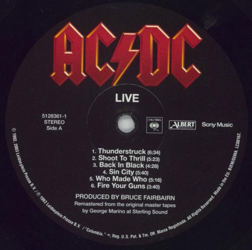 AC/DC Live - 180gm 2-LP vinyl record set (Double LP Album) UK ACD2LLI258876