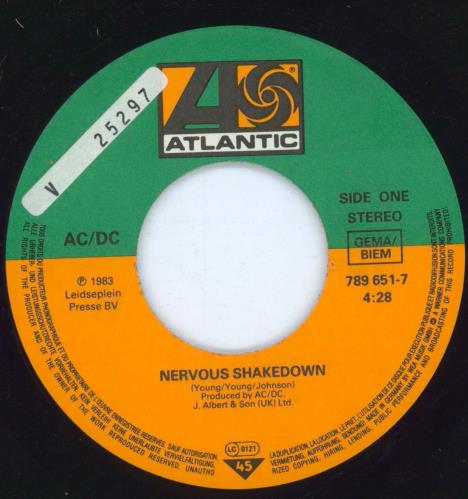 AC/DC Nervous Shakedown - PR- Copy + Insert 7" vinyl single (7 inch record / 45) German ACD07NE807635