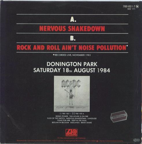 AC/DC Nervous Shakedown - PR- Copy + Insert 7" vinyl single (7 inch record / 45) German ACD07NE807635