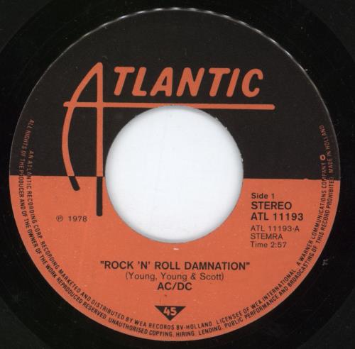 AC/DC Rock 'n Roll Damnation - 1st 7" vinyl single (7 inch record / 45) Dutch ACD07RO131490