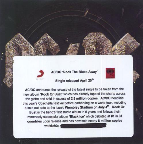 AC/DC Rock The Blues Away CD-R acetate UK ACDCRRO799796