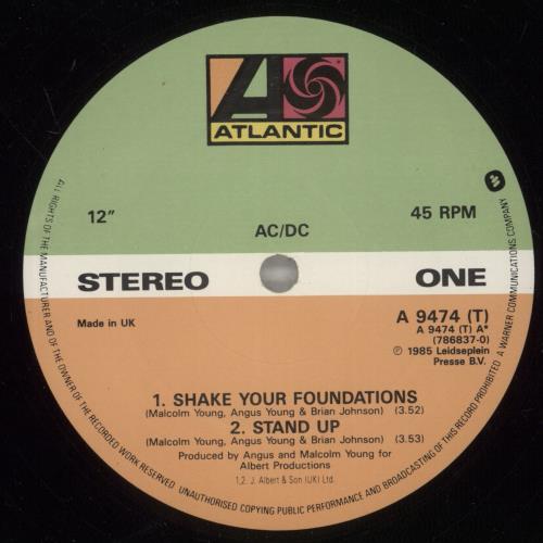 AC/DC Shake Your Foundations - EX 12" vinyl single (12 inch record / Maxi-single) UK ACD12SH887740