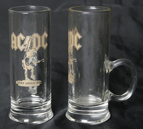 AC/DC Stiff Upper Lip Shot Glasses - Both With Handles US memorabilia ...