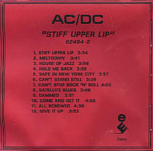 AC/DC Stiff Upper Lip CD-R acetate US ACDCRST152670