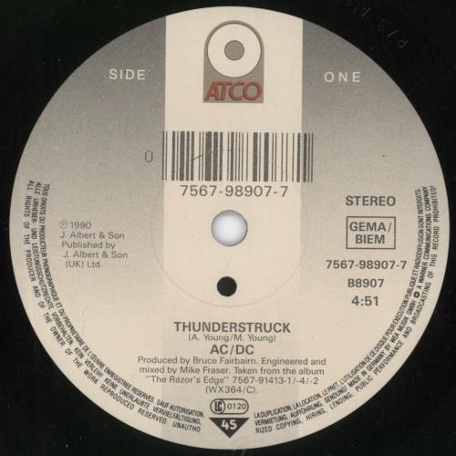 AC/DC Thunderstruck 7" vinyl single (7 inch record / 45) German ACD07TH67253