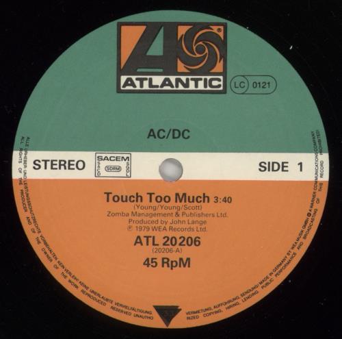 AC/DC Touch Too Much 12" vinyl single (12 inch record / Maxi-single) German ACD12TO105614