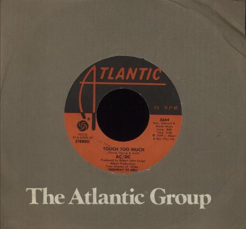 AC/DC Touch Too Much 7" vinyl single (7 inch record / 45) US ACD07TO739774