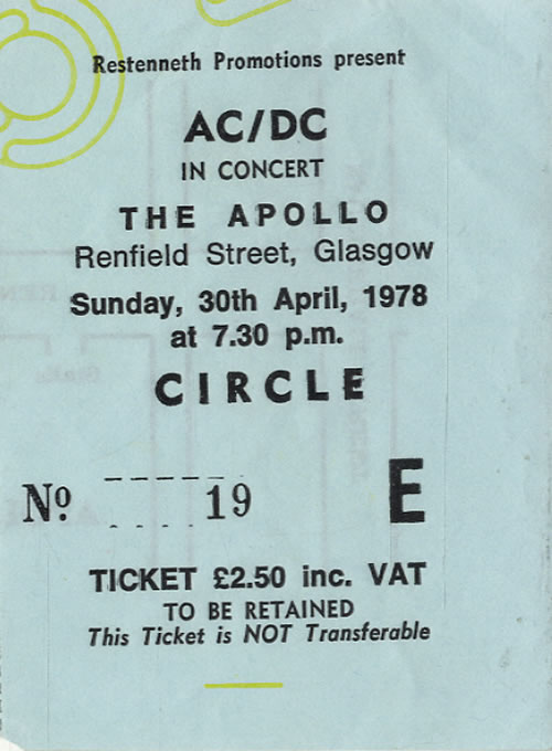 AC/DC UK Tour '78 + Ticket tour programme UK ACDTRUK110784