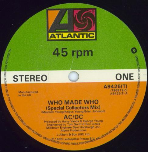 AC/DC Who Made Who - Hype Stickered + Poster 12" vinyl single (12 inch record / Maxi-single) UK ACD12WH805895
