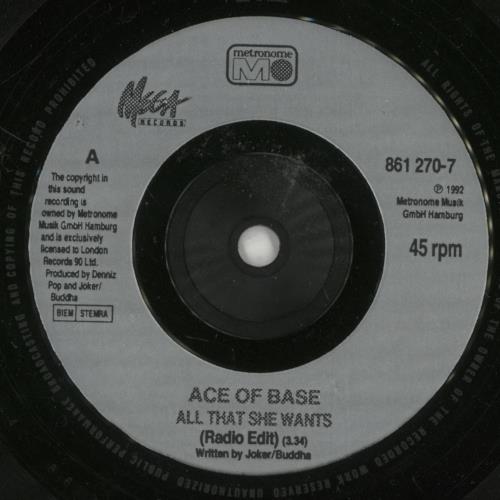 Ace Of Base All That She Wants 7" vinyl single (7 inch record / 45) German AOB07AL193719