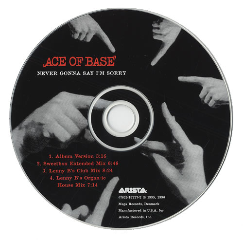Ace Of Base Never Gonna Say I'm Sorry CD single (CD5 / 5") US AOBC5NE138154