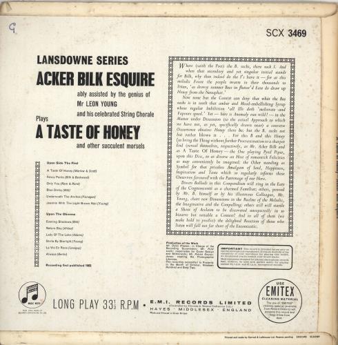 Acker Bilk A Taste Of Honey vinyl LP album (LP record) UK AKBLPAT735394