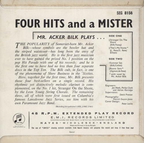 Acker Bilk Four Hits And A Mister 7" vinyl single (7 inch record / 45) UK AKB07FO377092