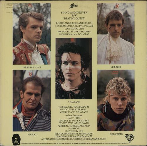 Adam & The Ants Stand & Deliver - Promo stamped 12" vinyl single (12 inch record / Maxi-single) US ANT12ST47016