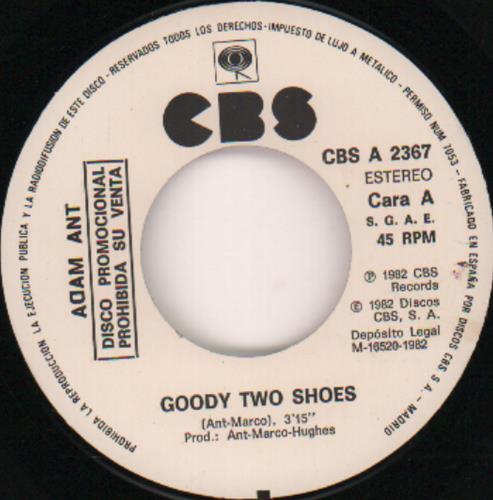 Adam Ant Goody Two Shoes 7" vinyl single (7 inch record / 45) Spanish A~A07GO68288
