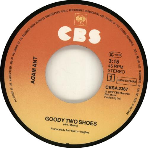 Adam Ant Goody Two Shoes 7" vinyl single (7 inch record / 45) Dutch A~A07GO702416