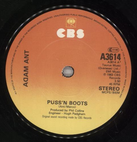 Adam Ant Puss 'n Boots 7" vinyl single (7 inch record / 45) UK A~A07PU127343