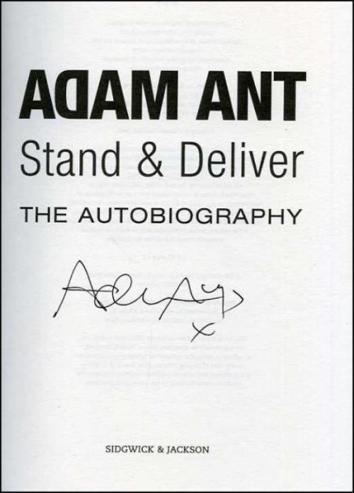 Adam Ant Stand & Deliver: The Autobiography - Autographed book UK A~ABKST380294