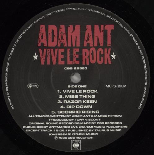 Adam Ant Vive Le Rock vinyl LP album (LP record) UK A~ALPVI657361