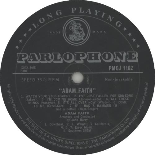 Adam Faith Adam Faith vinyl LP album (LP record) South African ADFLPAD659031