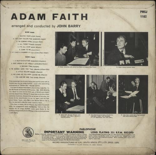 Adam Faith Adam Faith vinyl LP album (LP record) South African ADFLPAD659031