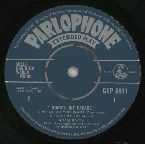 Adam Faith Adam's Hit Parade Vol. 1 EP 7" vinyl single (7 inch record / 45) UK ADF07AD561853