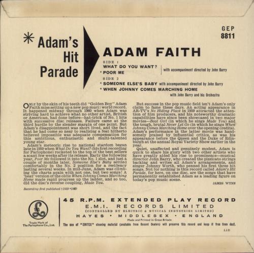 Adam Faith Adam's Hit Parade Vol. 1 EP 7" vinyl single (7 inch record / 45) UK ADF07AD561853
