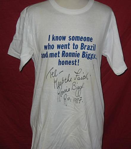 Adam Faith T-Shirt Autographed By Ronnie Biggs t-shirt Brazilian ADFTSTS291931