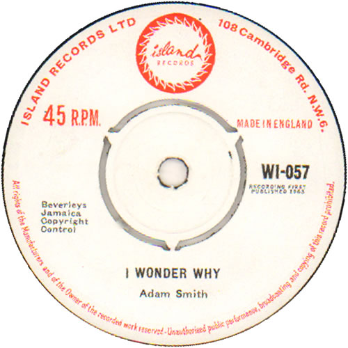 Adam Smith I Wonder Why 7" vinyl single (7 inch record / 45) UK FEJ07IW641247