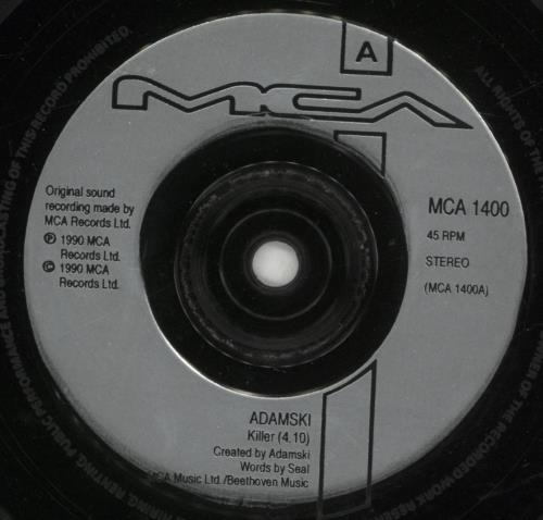 Adamski Killer 7" vinyl single (7 inch record / 45) UK SKI07KI443702