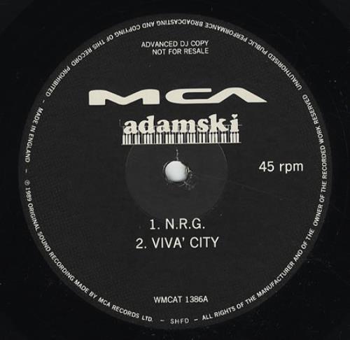 Adamski N-R-G 12" vinyl single (12 inch record / Maxi-single) UK SKI12NR370987