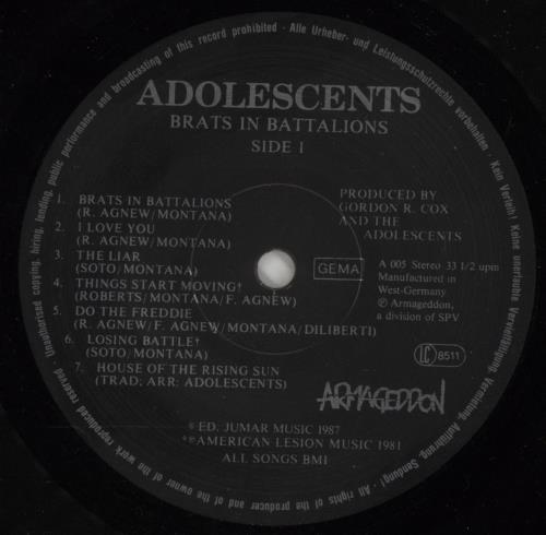 Adolescents Brats In Battalions vinyl LP album (LP record) German AJHLPBR871849