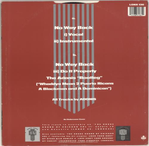 Adonis No Way Back 12" vinyl single (12 inch record / Maxi-single) UK I6P12NO703400