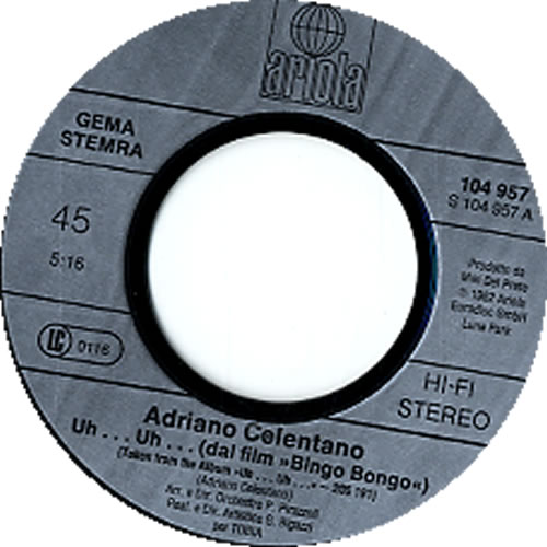 Adriano Celentano Uh... Uh... 7" vinyl single (7 inch record / 45) German ADC07UH624147