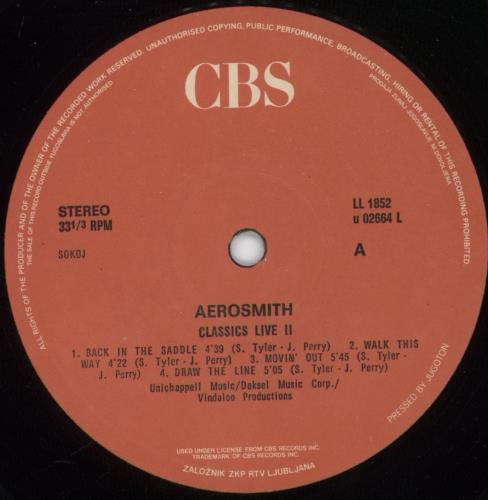Aerosmith Classics Live! II vinyl LP album (LP record) Yugoslavian AERLPCL881906