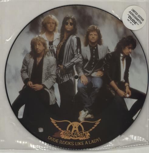 Aerosmith Dude Looks Like A Lady - Hype Sticker 12" vinyl picture disc (12 inch picture record) UK AER2PDU41454
