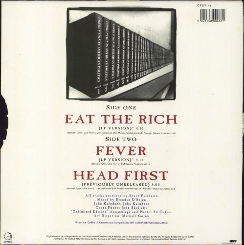 Aerosmith Eat The Rich - Gold Vinyl 10" vinyl single (10 inch record) UK AER10EA20382