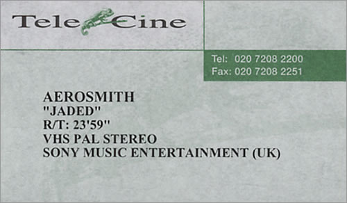 Aerosmith Jaded video (VHS or PAL or NTSC) UK AERVIJA216516