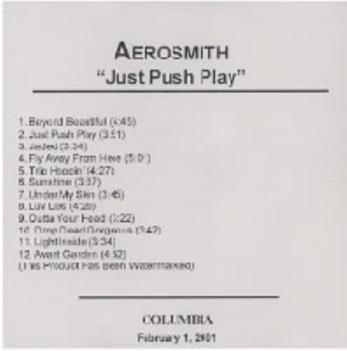 Aerosmith Just Push Play CD-R acetate US AERCRJU184284