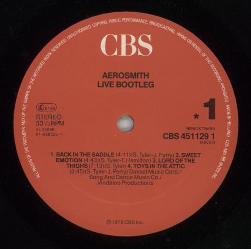 Aerosmith Live! Bootleg 2-LP vinyl record set (Double LP Album) Dutch AER2LLI366325