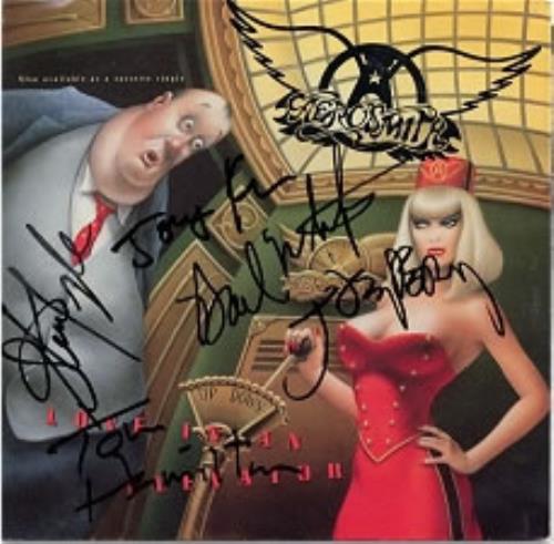Aerosmith Love In An Elevator - fully autographed 7" vinyl single (7 inch record / 45) US AER07LO183442