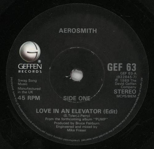 Aerosmith Love In An Elevator 7" vinyl single (7 inch record / 45) UK AER07LO679497