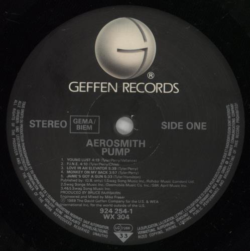 Aerosmith Pump - VG vinyl LP album (LP record) UK AERLPPU874524