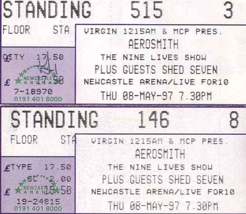 Aerosmith The Nine Lives Show concert ticket UK AERTITH565389