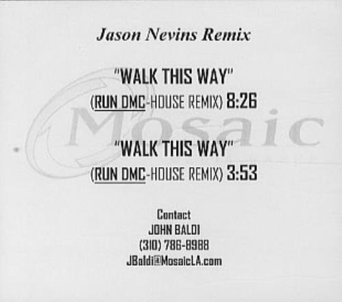 Aerosmith Walk This Way House Remix CD-R acetate US AERCRWA252649