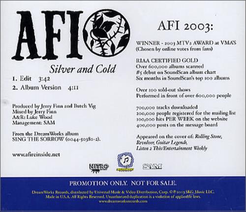 AFI Silver And Cold CD single (CD5 / 5") US AFSC5SI364972